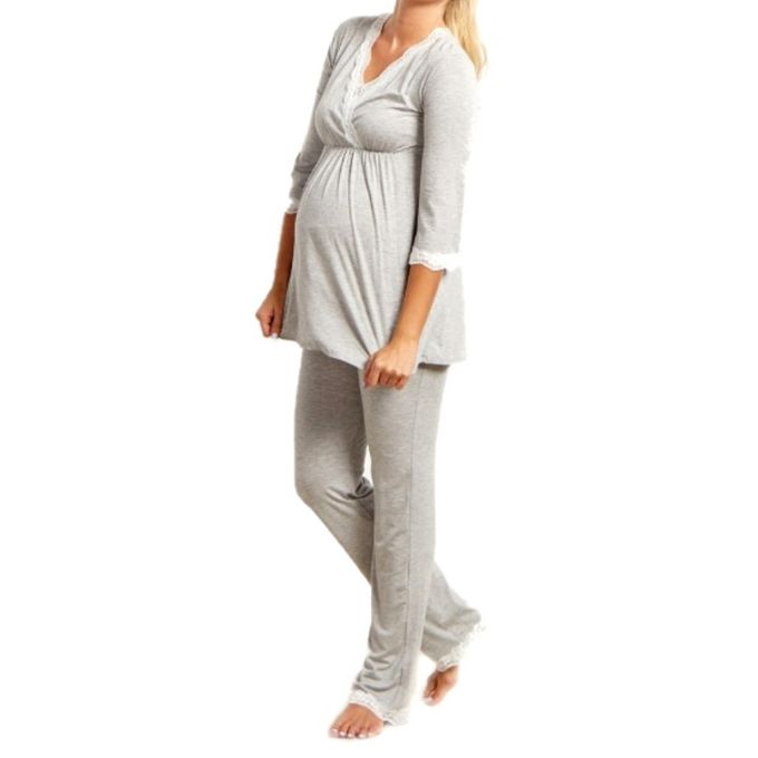 Maternity Nursing Maternity Lace Pyjama Set Melange – Absolute