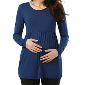 Long Sleeve Gathered Maternity Top Navy